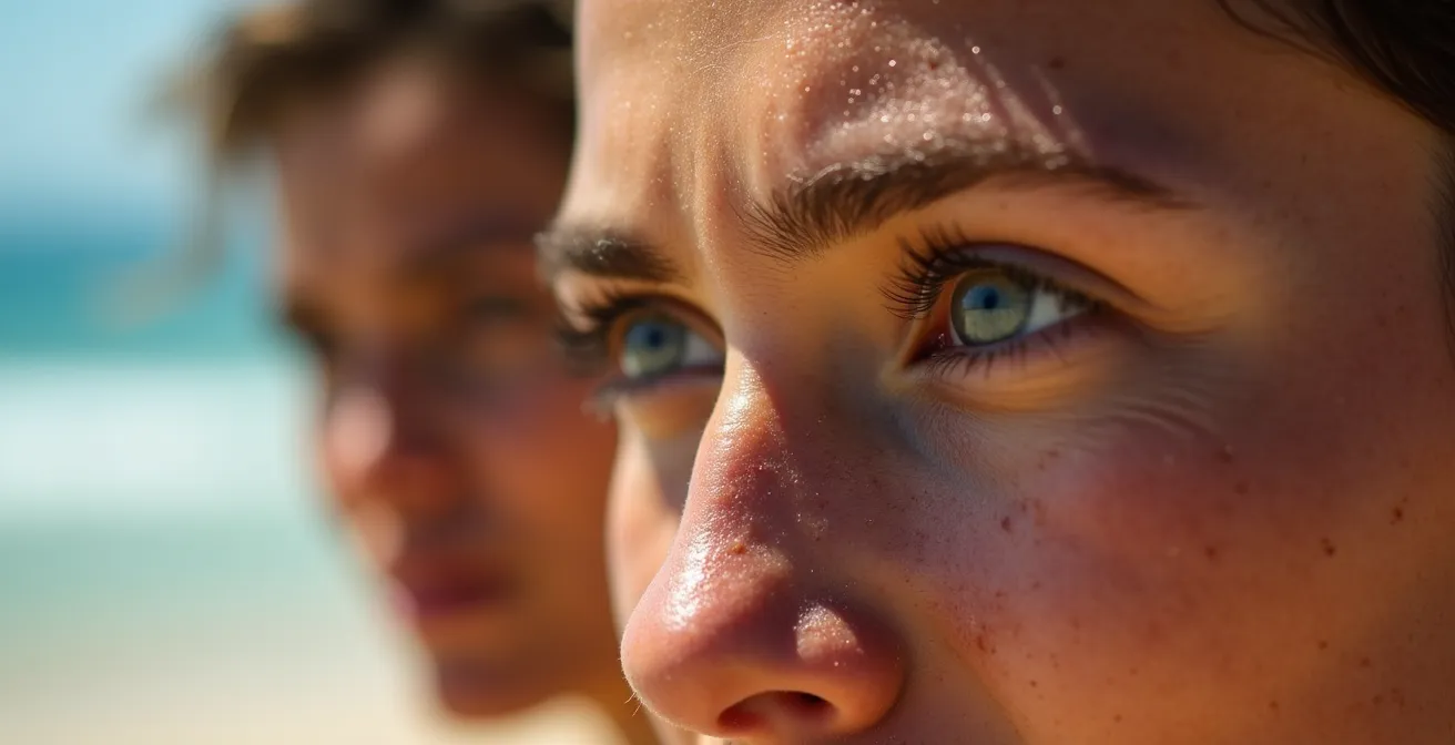 Gros plan sur le regard concentré d'une joueuse analysant les mouvements de l'adversaire