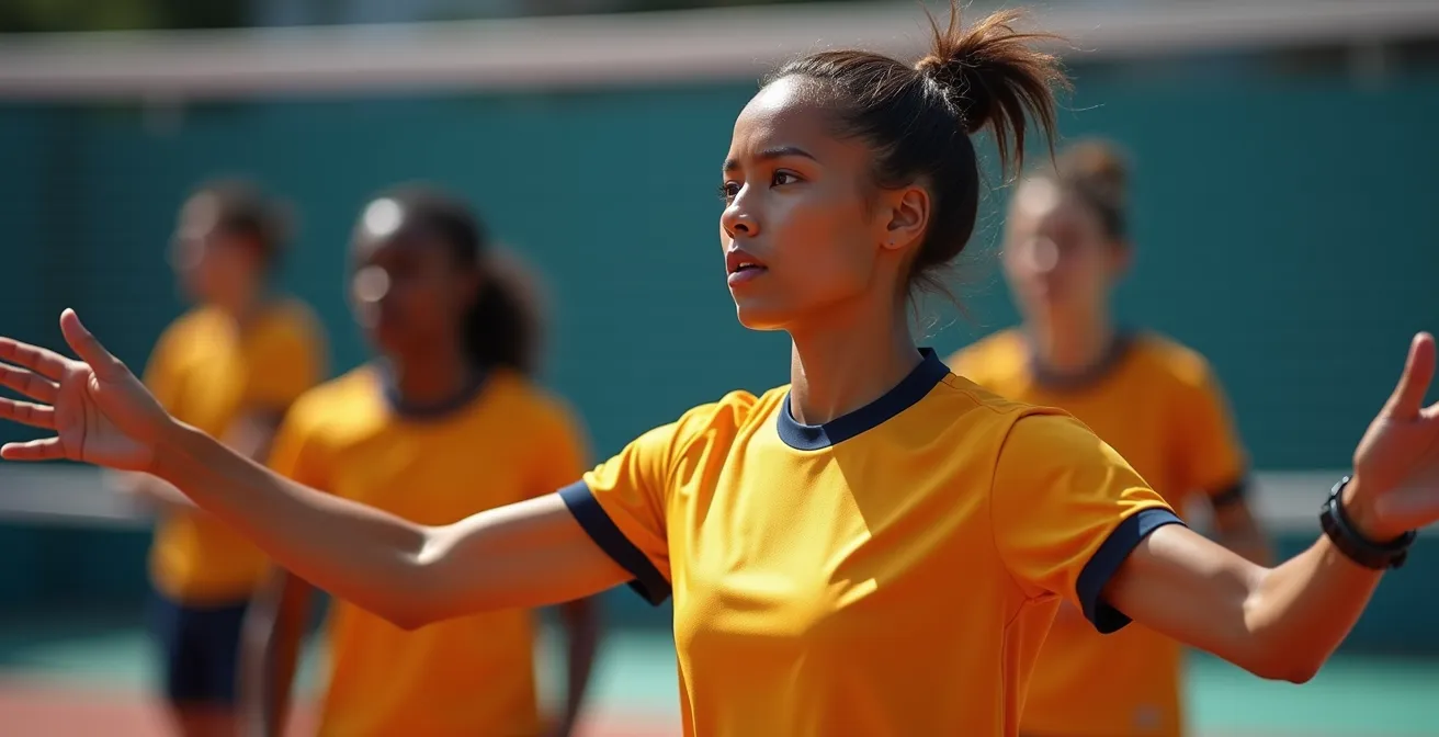 Libéro dirigeant la défense avec des gestes de communication