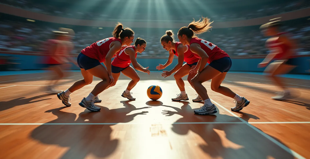 Joueurs français transformant une réception difficile en contre-attaque