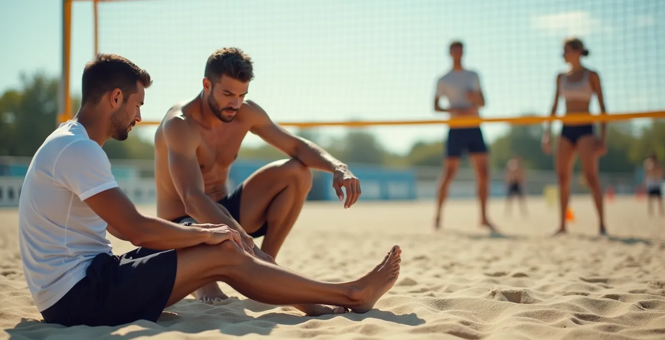 Staff technique analysant des données de performance sur tablette pendant l'entraînement